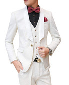 2020-as új, fehér férfi mintás öltönyök, 3 részes, hivatalos üzleti szmoking vőfélynek esküvőre (blézer+mellény+nadrág)