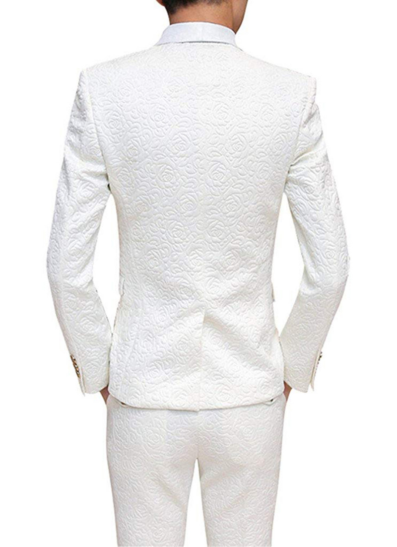 2020-as új, fehér férfi mintás öltönyök, 3 részes, hivatalos üzleti szmoking vőfélynek esküvőre (blézer+mellény+nadrág)