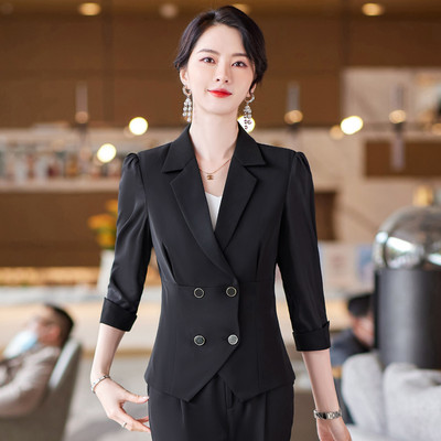 Csipke ujjú öltönyök női tavaszi új divat üzleti temperamentum formális karcsú blézer és nadrág irodai női 2 részes munkaruha