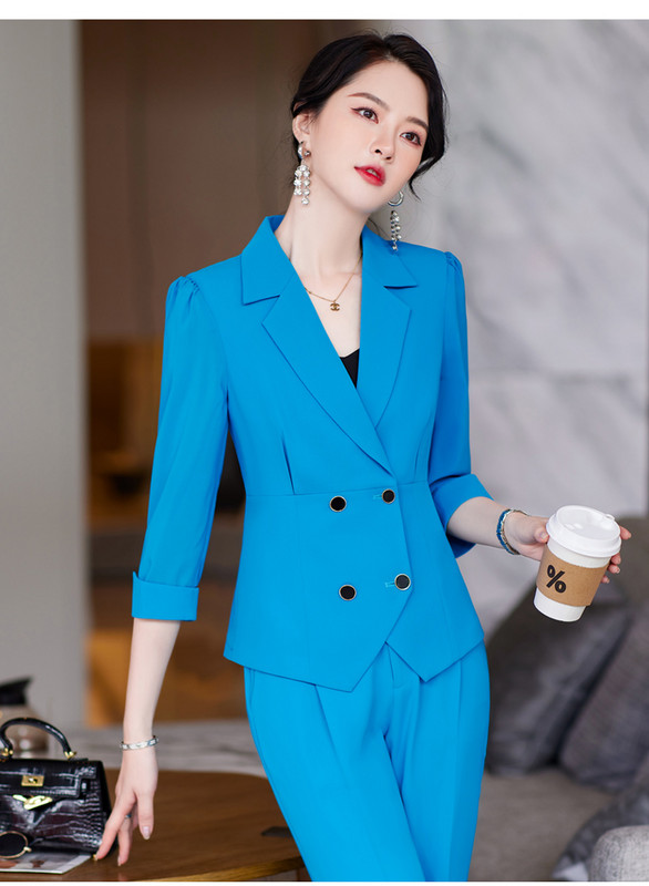 Csipke ujjú öltönyök női tavaszi új divat üzleti temperamentum formális karcsú blézer és nadrág irodai női 2 részes munkaruha