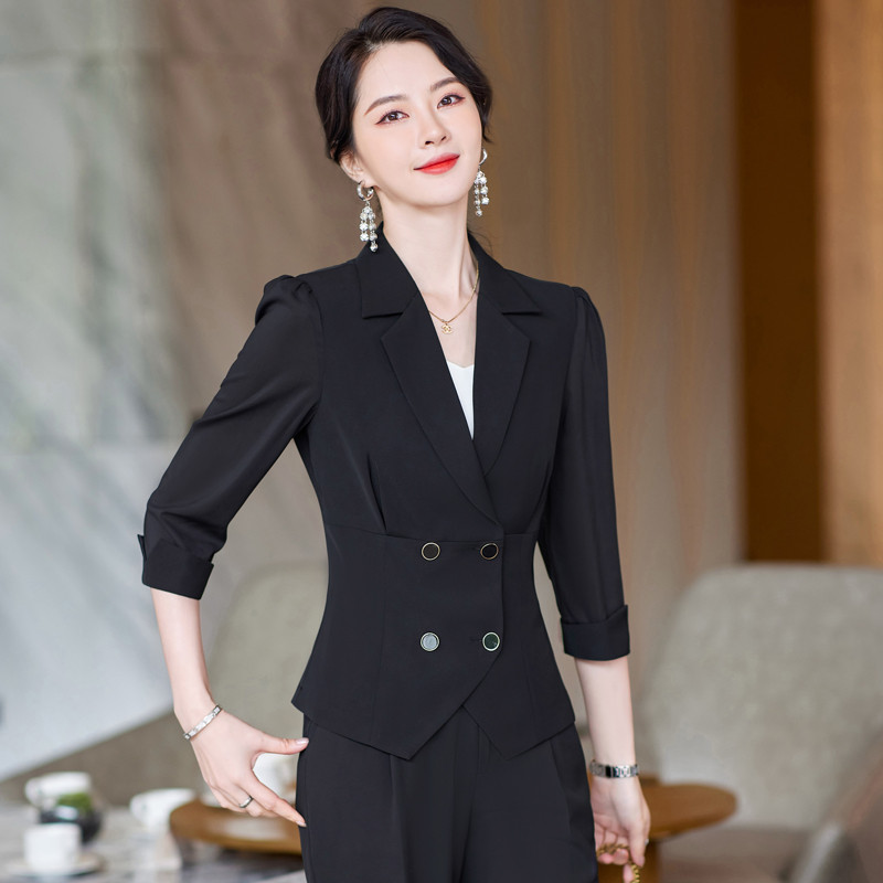 Csipke ujjú öltönyök női tavaszi új divat üzleti temperamentum formális karcsú blézer és nadrág irodai női 2 részes munkaruha