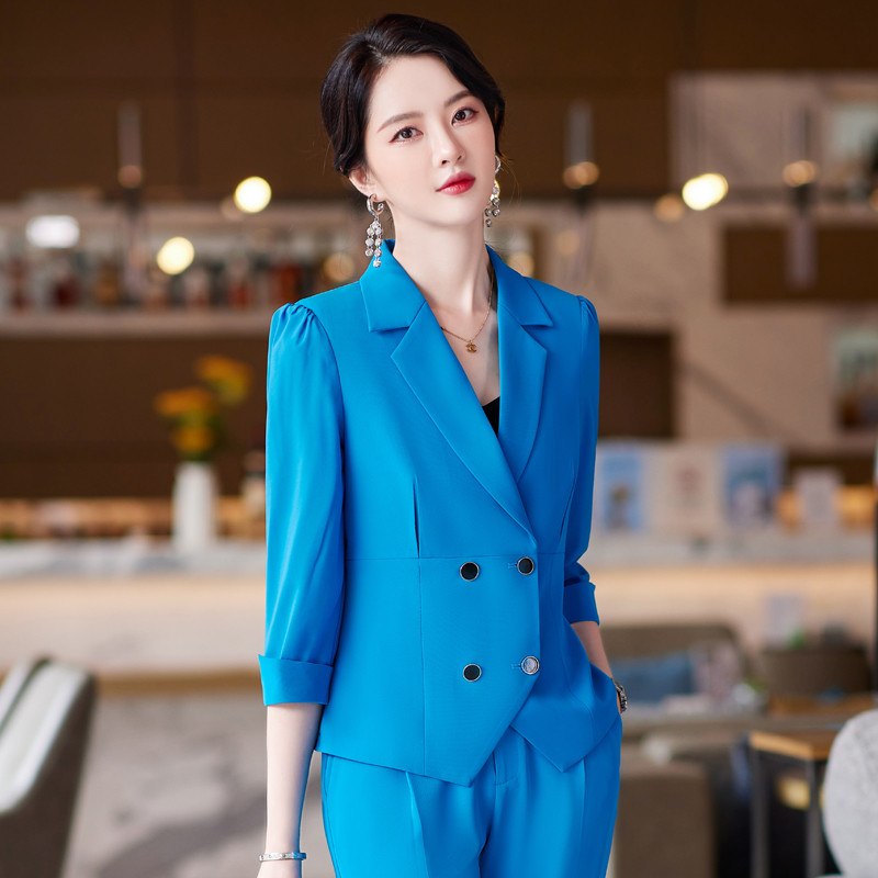 Csipke ujjú öltönyök női tavaszi új divat üzleti temperamentum formális karcsú blézer és nadrág irodai női 2 részes munkaruha