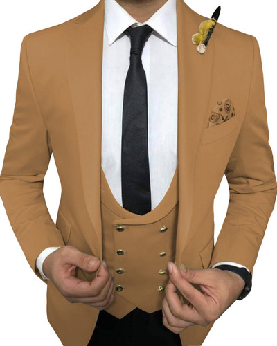 Férfi öltönyök 3 részes karcsú szabású üzleti öltönyök vőlegény hadseregzöld nemesszürke fehér szmoking formális esküvői öltönyhöz (blézer + nadrág + mellény)