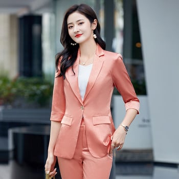 Pink Blazer Παντελόνι Κοστούμια Γυναικεία High-End Νέο επαγγελματικό μισό μανίκι μαύρο σακάκι + σετ παντελονιού OL Plus μέγεθος 3XL γυναικείο κοστούμι 2 τεμαχίων