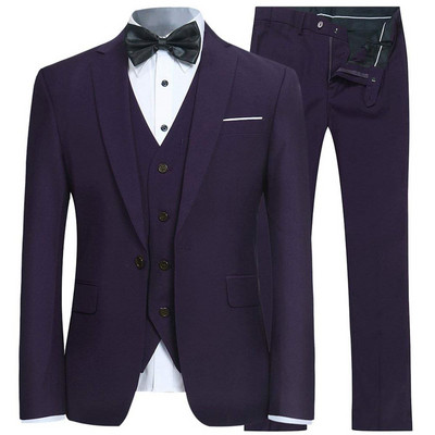 Férfi öltönyök 3 részes formális üzleti férfi öltöny Vőlegények egygombos blézer öltöny dzseki mellény és nadrág