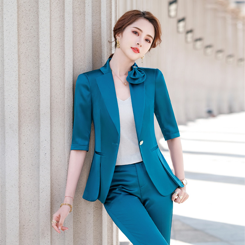 Divat masni blézer nadrág öltöny szettek Női Temperamentum Nyári Őszi üzleti viselet Irodai női csúcskategóriás elegáns öltöny, 5XL