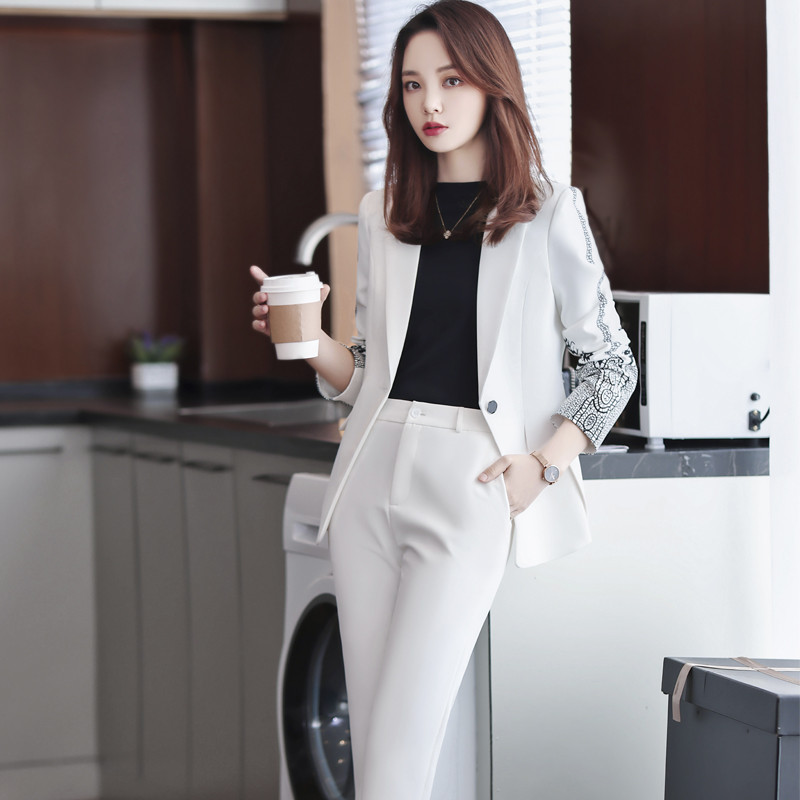 2022-es új női kétrészes szettek irodai női formális nadrágkosztümök női őszi téli üzleti blézer szett divatos nadrágkosztümök nagy méretű