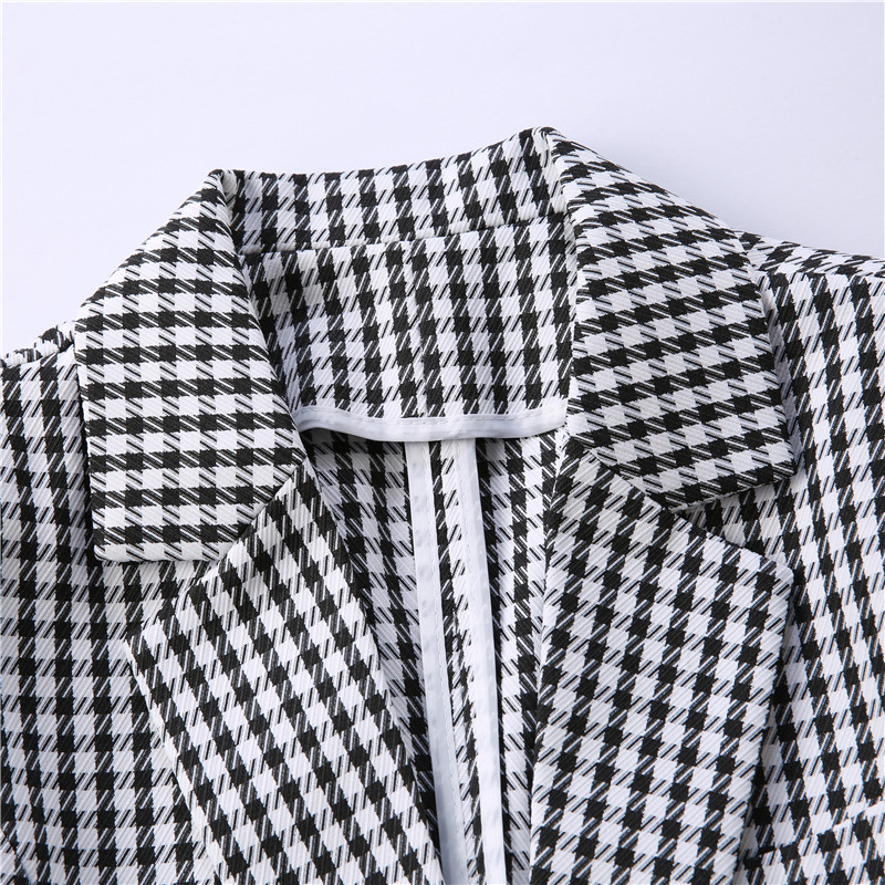 Női öltöny blézer szett tavaszi nyár divat kockás irodai női viselet fél ujjú felsők és nadrágok Női munkaruhák S-4XL