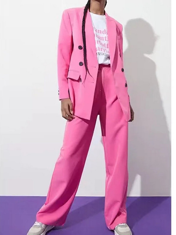 2022 tavaszi női alkalmi öltönyök zöld nadrágkosztümök blézer öltönyök Balzer egyenes nadrágok, női OL stílusú, rózsaszín blézerkészletek, tömör öltöny