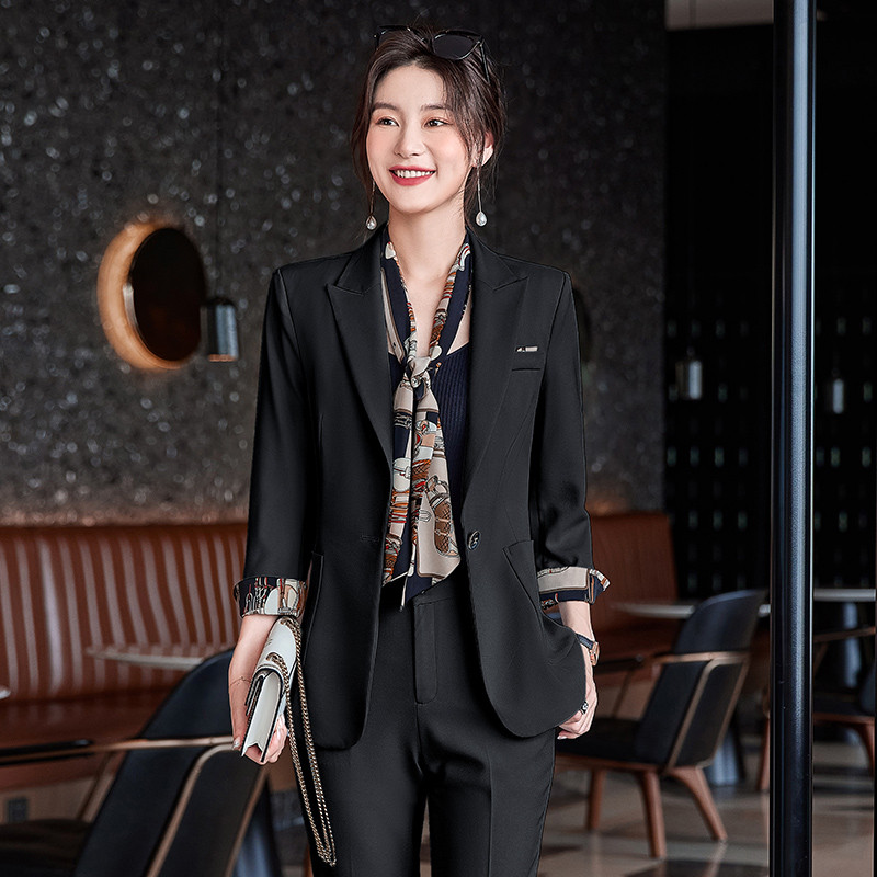 S-4XL nagy méretű női üzleti alkalmi viselet 2022 új téli egyszínű női karcsú temperamentum kis öltöny nadrág kétrészes