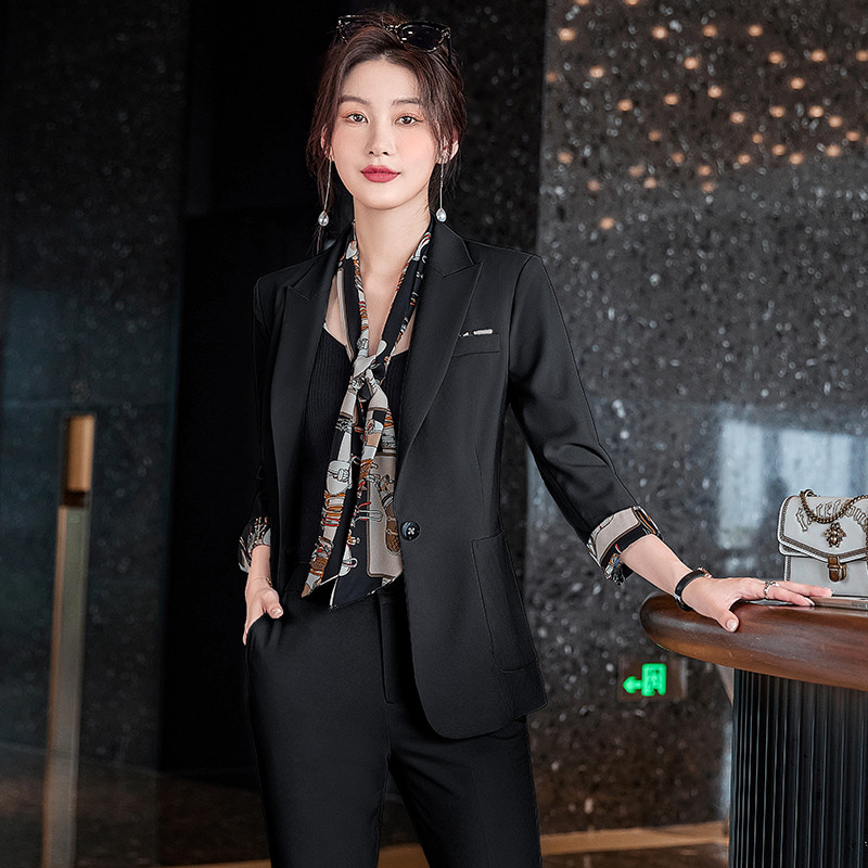 S-4XL nagy méretű női üzleti alkalmi viselet 2022 új téli egyszínű női karcsú temperamentum kis öltöny nadrág kétrészes