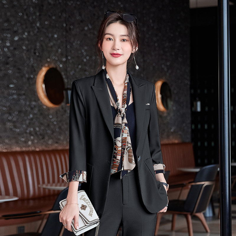 S-4XL nagy méretű női üzleti alkalmi viselet 2022 új téli egyszínű női karcsú temperamentum kis öltöny nadrág kétrészes