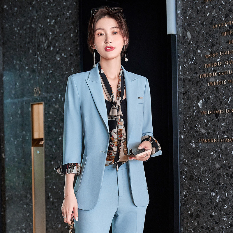 S-4XL nagy méretű női üzleti alkalmi viselet 2022 új téli egyszínű női karcsú temperamentum kis öltöny nadrág kétrészes