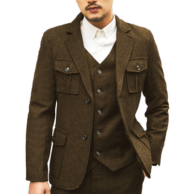 Férfi 3 db-os, hajtókás esküvői öltönyök férfi öltönyök vőlegény szmoking öltöny