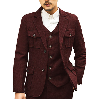 Férfi 3 db-os, hajtókás esküvői öltönyök férfi öltönyök vőlegény szmoking öltöny