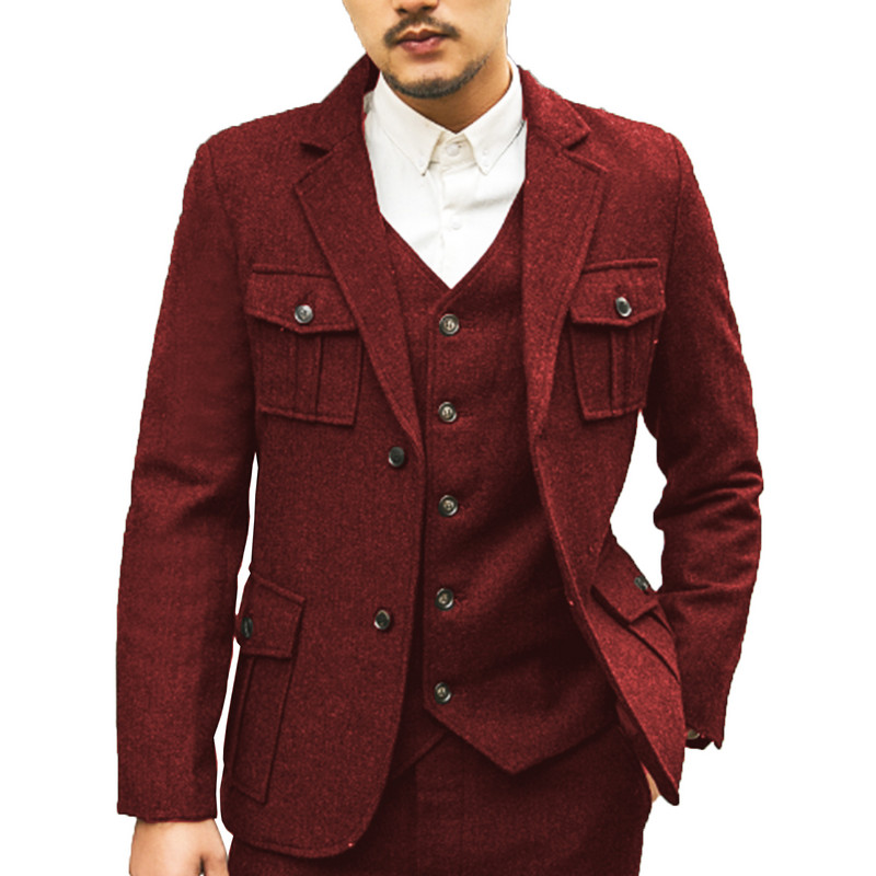 Férfi 3 db-os, hajtókás esküvői öltönyök férfi öltönyök vőlegény szmoking öltöny