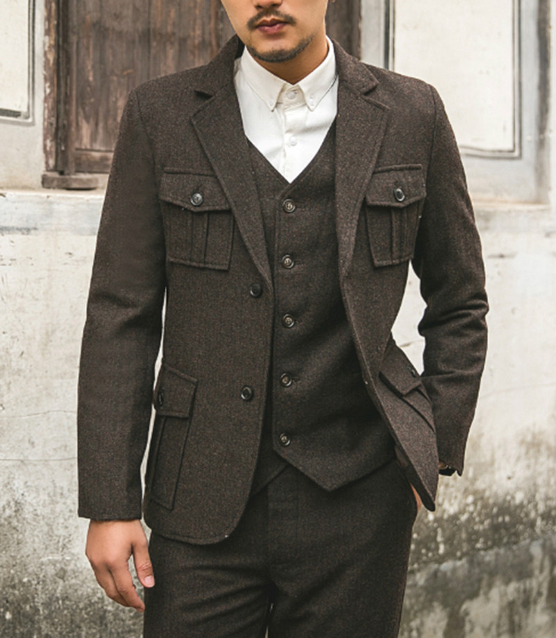 Férfi 3 db-os, hajtókás esküvői öltönyök férfi öltönyök vőlegény szmoking öltöny