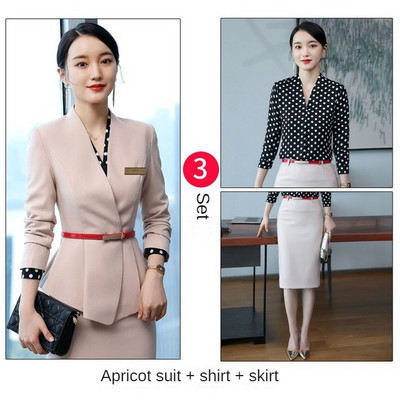 Professzionális szoknya öltönyök Női Elegáns Divat Szállodai Recepció Ünnepi viselet Irodai női munkaruházat Blézer szettek Femenino