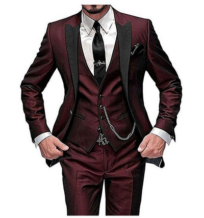 Férfi öltöny Slim Fit egygombos 3 db Egyedi gyártás!! Szelíd férfi esküvői öltönyök vőlegény szmoking Terno Masculino (kabát+nadrág+mellény)