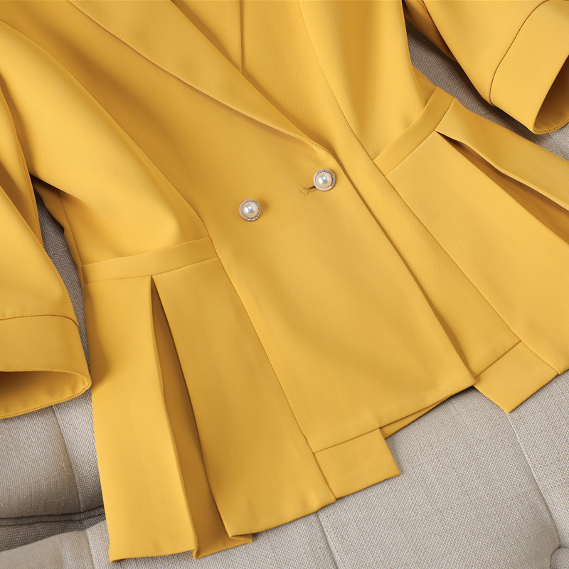 NAVIU Fashion női öltönyök új tavaszi nyár porfessional temperamentum fél ujjú karcsú blézer és nadrág irodai női munkaruha