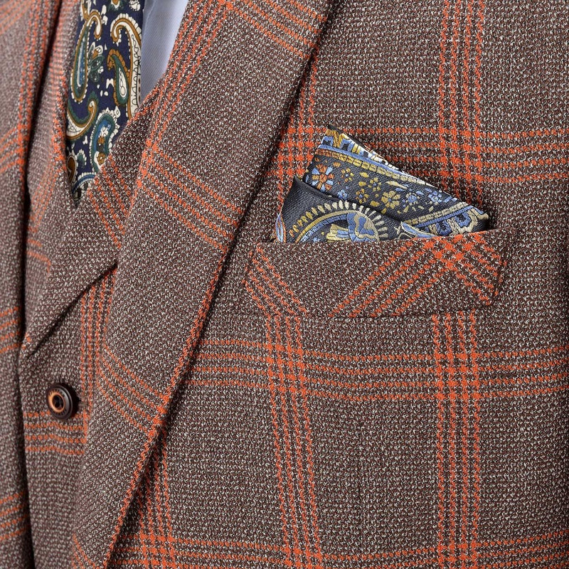 2020-as új, narancssárga férfi kockás öltönyök, 3 részes, formális, rovátkolt hajtókás üzleti szmoking Vőfélyek esküvőre (blézer+mellény+nadrág)