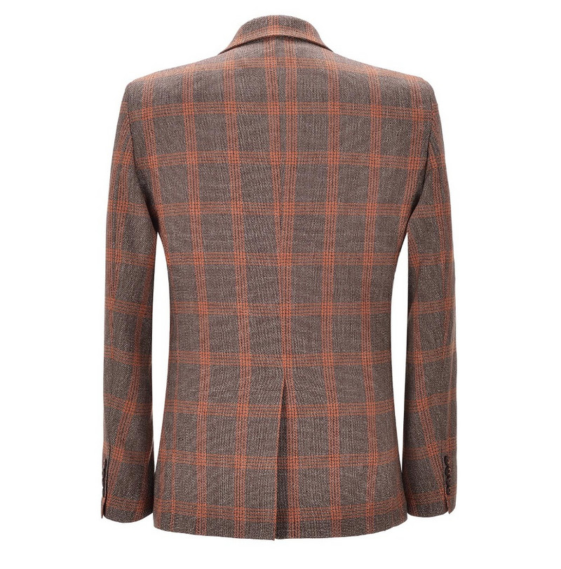 2020-as új, narancssárga férfi kockás öltönyök, 3 részes, formális, rovátkolt hajtókás üzleti szmoking Vőfélyek esküvőre (blézer+mellény+nadrág)