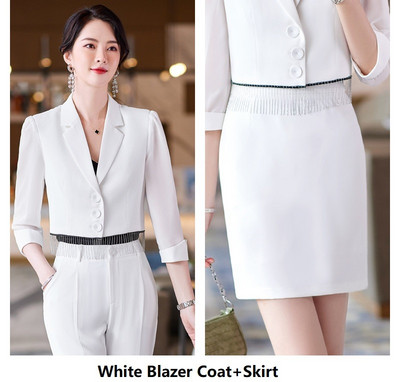 Női üzleti öltönyök 2 részes szett nadrággal és kabáttal Kabát Tavaszi Nyári Hivatalos nadrágkosztümök Fél ujjú irodai munkaruha 5XL