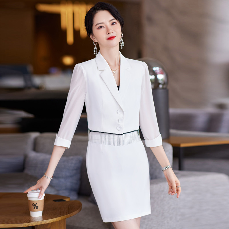 Női üzleti öltönyök 2 részes szett nadrággal és kabáttal Kabát Tavaszi Nyári Hivatalos nadrágkosztümök Fél ujjú irodai munkaruha 5XL