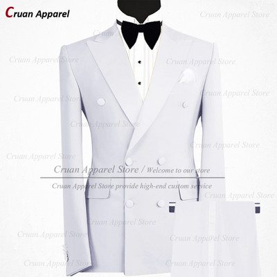 Divatos pezsgős öltönyök férfiaknak karcsúsított, duplasoros vőlegény báli esküvői öltöny szmoking szett szürke férfi blézer nadrággal 2 részes