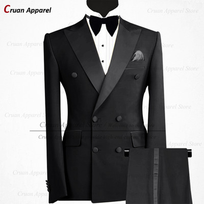 Divatos pezsgős öltönyök férfiaknak karcsúsított, duplasoros vőlegény báli esküvői öltöny szmoking szett szürke férfi blézer nadrággal 2 részes