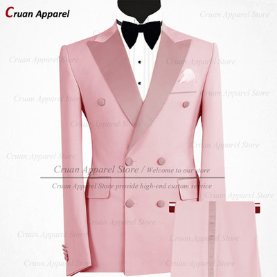 Divatos pezsgős öltönyök férfiaknak karcsúsított, duplasoros vőlegény báli esküvői öltöny szmoking szett szürke férfi blézer nadrággal 2 részes