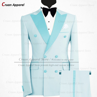 Divatos pezsgős öltönyök férfiaknak karcsúsított, duplasoros vőlegény báli esküvői öltöny szmoking szett szürke férfi blézer nadrággal 2 részes