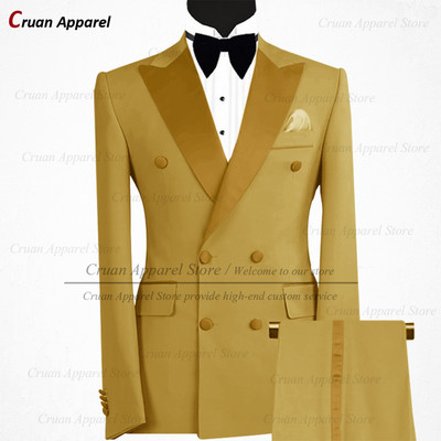 Divatos pezsgős öltönyök férfiaknak karcsúsított, duplasoros vőlegény báli esküvői öltöny szmoking szett szürke férfi blézer nadrággal 2 részes