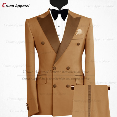 Divatos pezsgős öltönyök férfiaknak karcsúsított, duplasoros vőlegény báli esküvői öltöny szmoking szett szürke férfi blézer nadrággal 2 részes