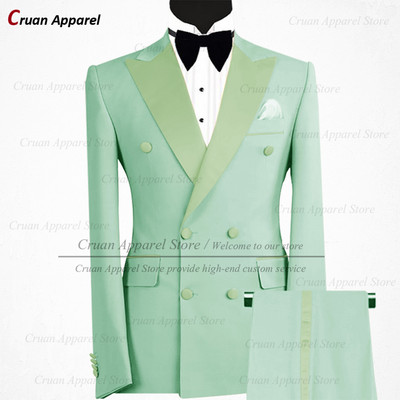 Divatos pezsgős öltönyök férfiaknak karcsúsított, duplasoros vőlegény báli esküvői öltöny szmoking szett szürke férfi blézer nadrággal 2 részes