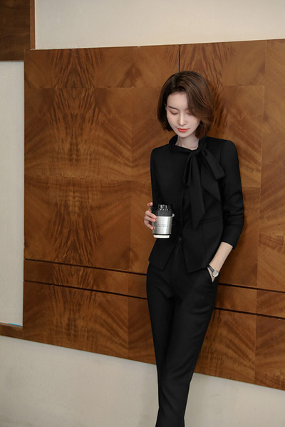 Piros öltönyök, női csúcskategóriás új üzleti divat temperamentumos masni dizájn hosszú ujjú formális blézer és szoknya, női munkaruha