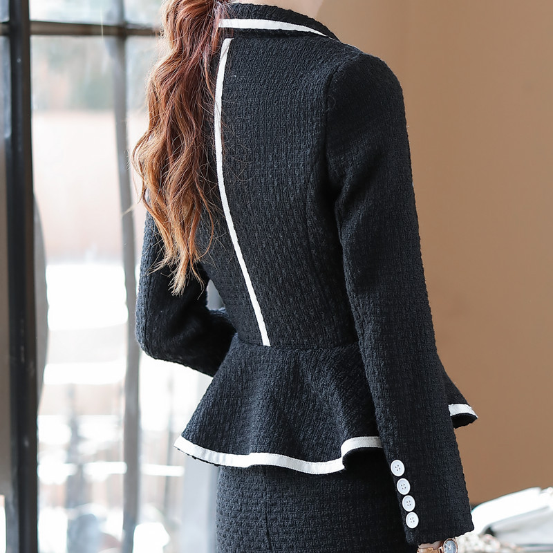 Csúcskategóriás Naviu formális női öltöny, új divat, karcsú üzleti hosszú ujjú gyapjú blézer és szoknya, női munkaruha