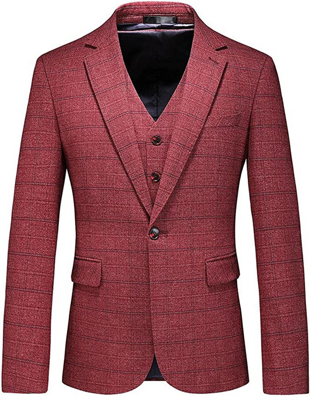 Férfi 3 részes üzleti öltönyök Slim Fit Tweed öltöny Kockás Slim Fit öltönyök esküvői vőlegény viselethez