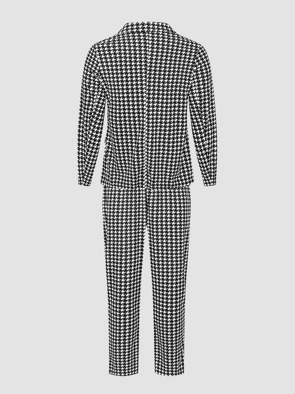 Finjani nagyobb méretű kockás öltöny női hajtóka nyakú, duplasoros karcsú, alkalmi blézer öltöny nadrág női divatos ruházat