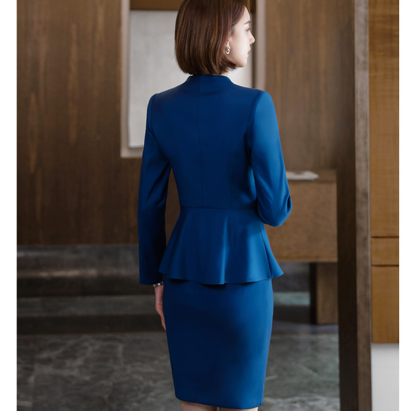Női öltönyök Kiváló minőségű formális divatos temperamentum új tavaszi karcsú blézer és szoknya irodai női professzionális munkaruha