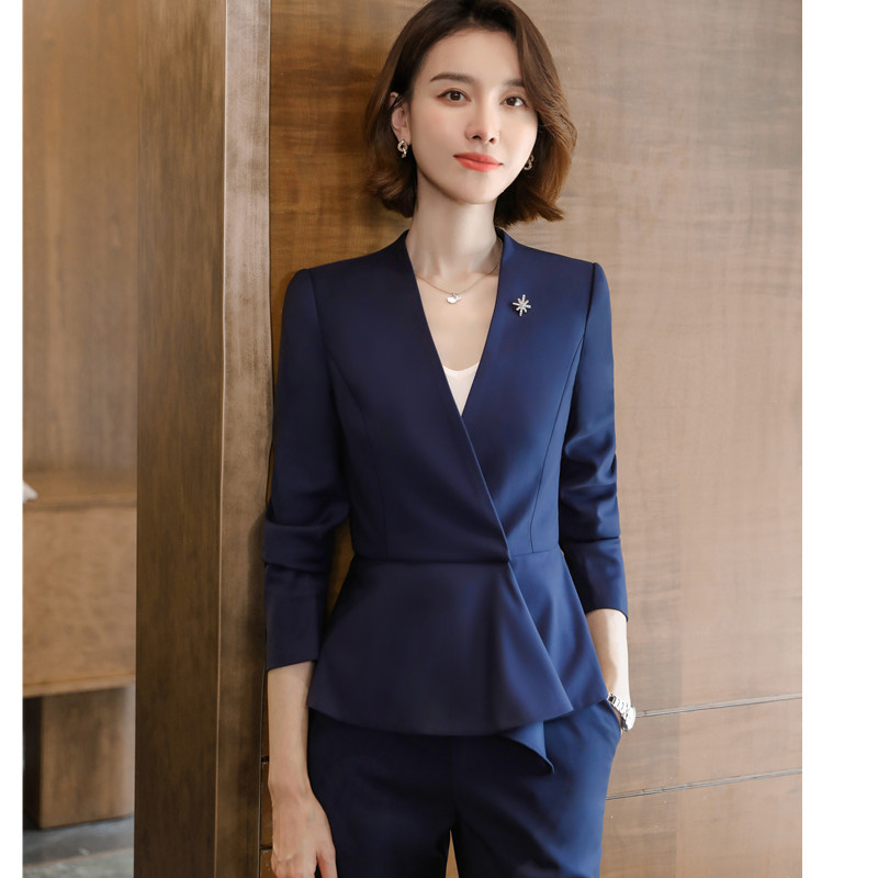 Női öltönyök Kiváló minőségű formális divatos temperamentum új tavaszi karcsú blézer és szoknya irodai női professzionális munkaruha