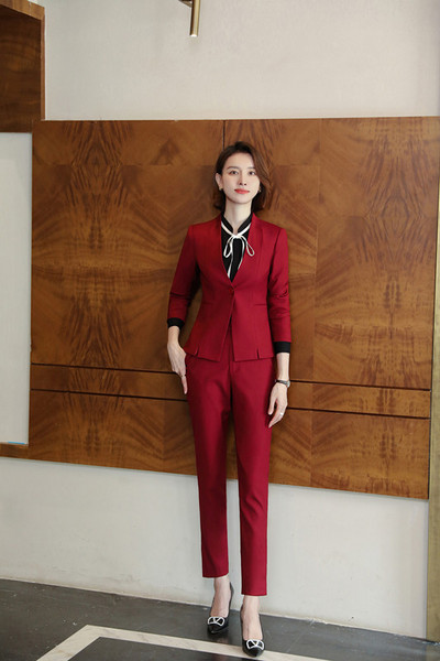 Női öltönyök Naviu 2022, új csúcskategóriás, professzionális formális, hosszú ujjú karcsú blézer és szoknya irodai női munkaruha