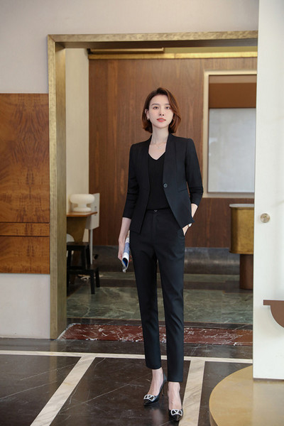 Női öltönyök Naviu 2022, új csúcskategóriás, professzionális formális, hosszú ujjú karcsú blézer és szoknya irodai női munkaruha