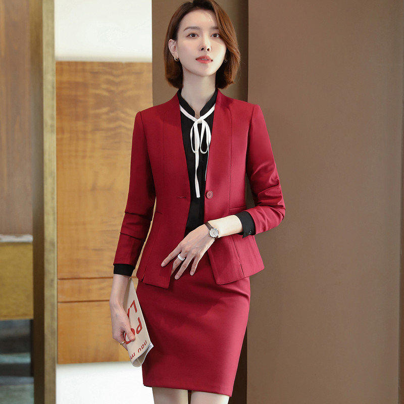 Női öltönyök Naviu 2022, új csúcskategóriás, professzionális formális, hosszú ujjú karcsú blézer és szoknya irodai női munkaruha