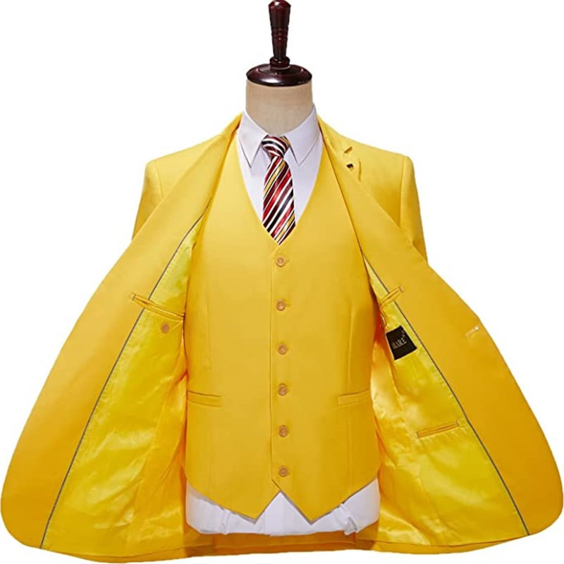 Formális férfi öltöny, normál szabású, 3 részes tömör báli szmoking üzleti öltöny szett esküvői vőlegényeknek (blézer+mellény+nadrág)