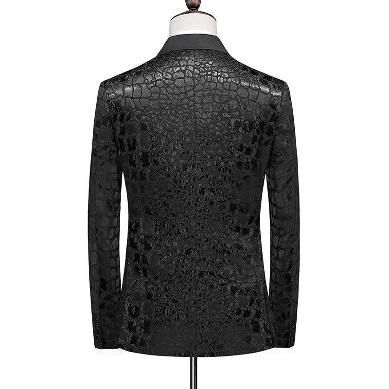 Divatos luxus esküvői bankett vőlegényruha 2 részes öltöny brit stílusú klasszikus férfi báli parti Jacquard blézer és nadrág