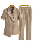 2022-es nyári alkalmi temperamentum női dzseki blézer 2 részes szett Divatos rövid ujjú női irodai öltöny, kilencedik nadrág