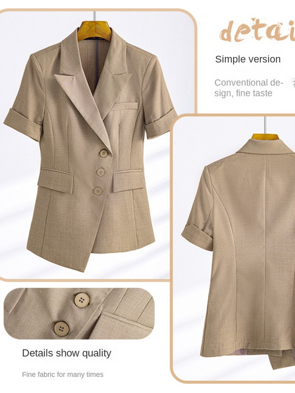 2022-es nyári alkalmi temperamentum női dzseki blézer 2 részes szett Divatos rövid ujjú női irodai öltöny, kilencedik nadrág