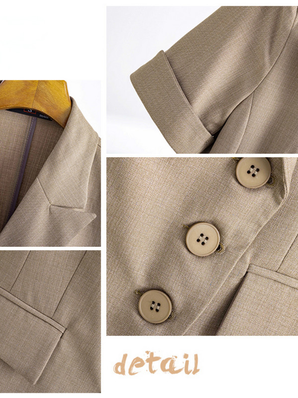 2022-es nyári alkalmi temperamentum női dzseki blézer 2 részes szett Divatos rövid ujjú női irodai öltöny, kilencedik nadrág