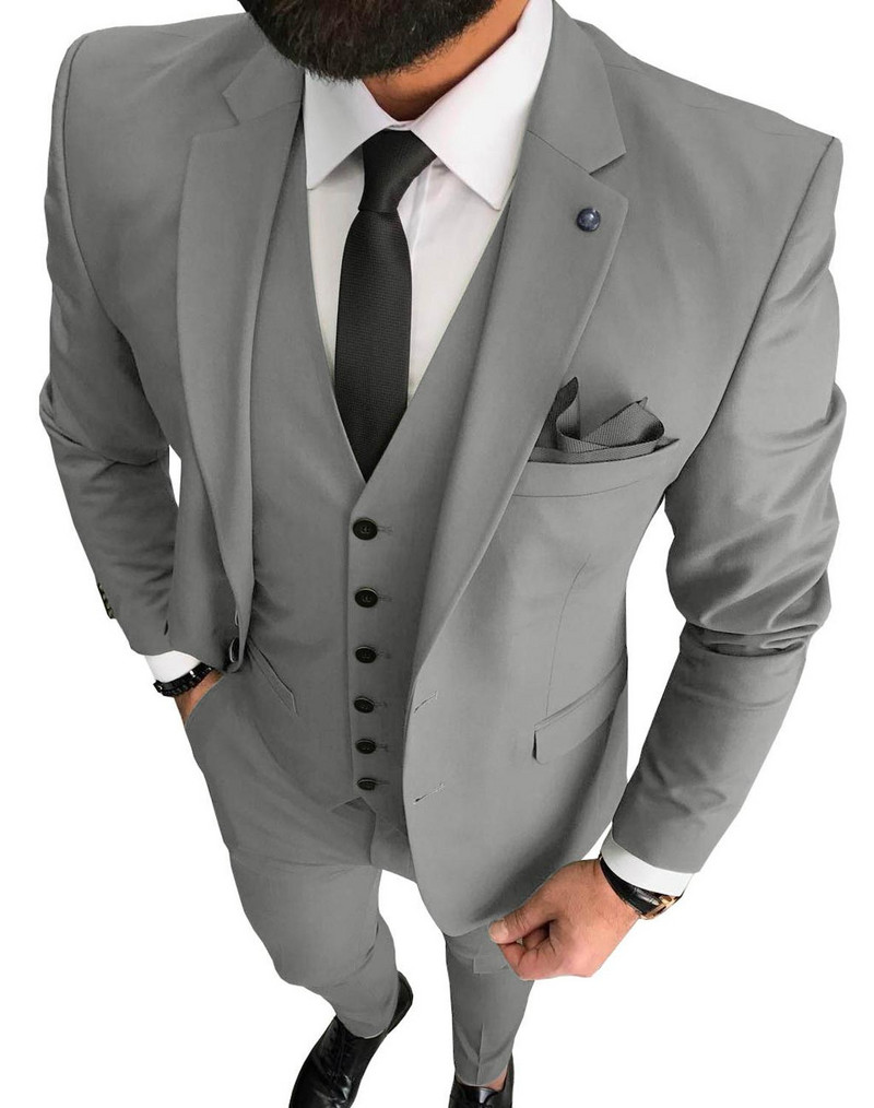 Olivazöld férfi öltöny, 3 részes, formális, hajtókás, szmoking vőfély öltöny szett esküvőre (blézer+mellény+nadrág)